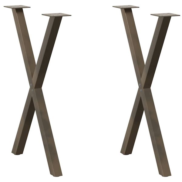 vidaXL Dining Table Legs X-Shaped 2 pcs Natural Steel 50x(72-73) cm Steel