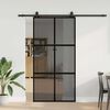 vidaXL Sliding Door with Hardware Set Black 102.5x205 cm Tempered Glass