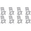 vidaXL Folding Outdoor Chairs 8 pcs Solid Acacia Wood