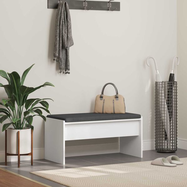vidaXL Hall Bench with Cushion White 83 x 38 x 40 cm