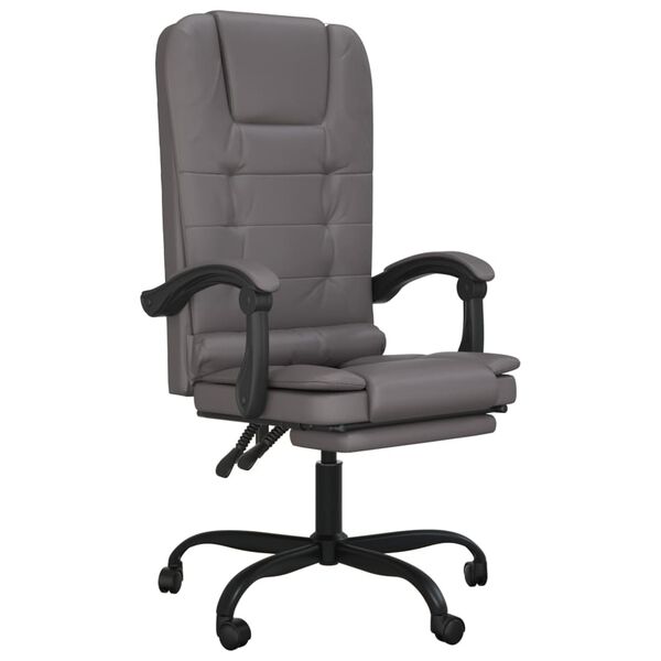 vidaXL Massage Reclining Office Chair Grey Faux Leather