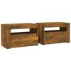 vidaXL Bedside Cabinets 2 pcs with LEDs Smoked Oak 60x35x40 cm