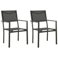 vidaXL Garden Chairs 2 pcs Textilene and Steel Black and Anthracite