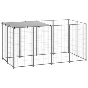 vidaXL Dog Kennel Silver 2.42 m&sup2; Steel