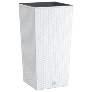 vidaXL Planter with Removable Inner White 11 / 26,5 L PP Rattan
