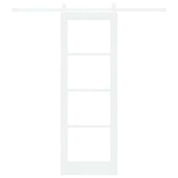 vidaXL Sliding Door White 73.5 x 211 cm Solid Pine Wood and Glass