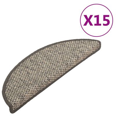 vidaXL Stair Mats Self-adhesive Sisal-Look 15 pcs 65x21x4 cm Anthracite