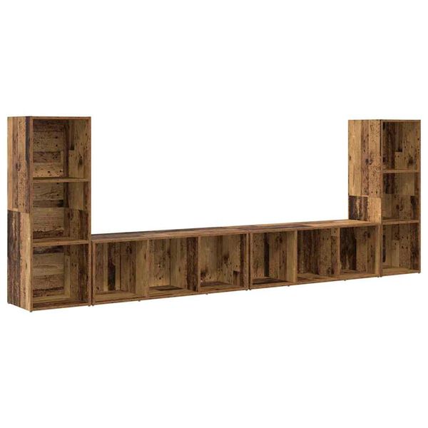 vidaXL TV Cabinet Set Wall-mounted 4 pcs Old Wood 37 x 35 x 107.5 cm
