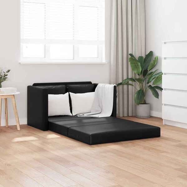 vidaXL Folding Sofa Bed Black 112 x 60 x 55 cm PVC