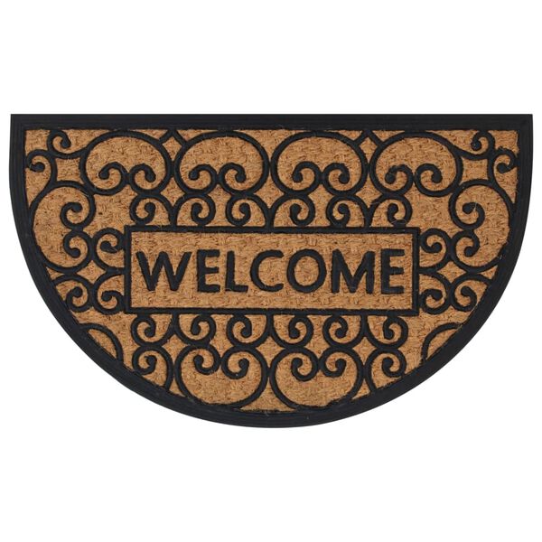 vidaXL Door Mat Half Round 45x75 cm Rubber and Coir