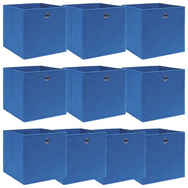 vidaXL Storage Boxes 10 pcs Blue 32x32x32 cm Fabric