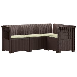 vidaXL 4-Seater Garden Sofa with Cushions Rattan Look PP Brown
