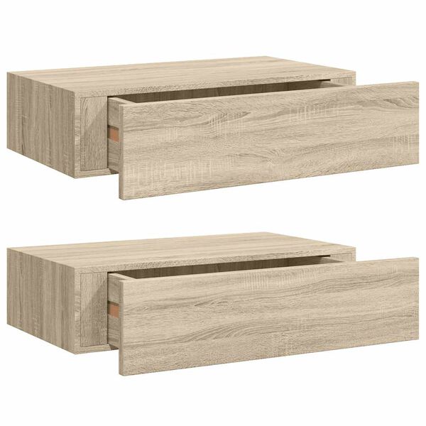 vidaXL Wall-mounted Drawer Shelves 2 pcs Oak 40x23.5x10cm MDF