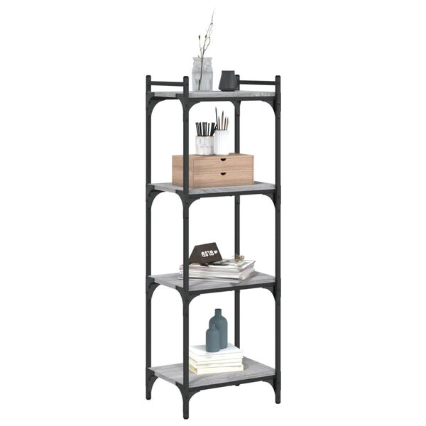 vidaXL Bookcase 4-Tier Grey Sonoma 40x30x120 cm Engineered Wood