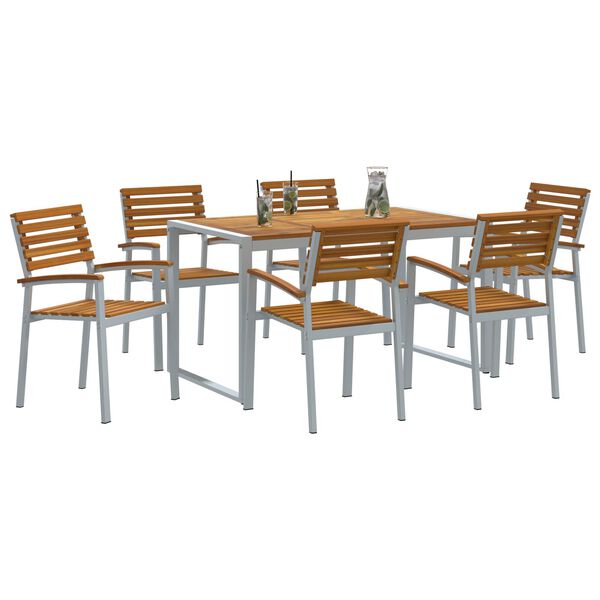 vidaXL Garden Dining Set 7 pcs Grey and brown Solid acacia wood
