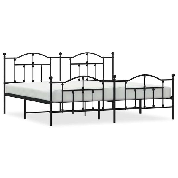 vidaXL Metal Bed Frame without Mattress with Footboard Black 193x203cm