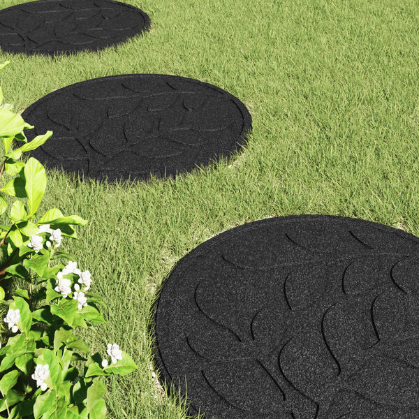 vidaXL Stepping Stone 6 pcs Black &Oslash; 44 x 2 cm Rubber