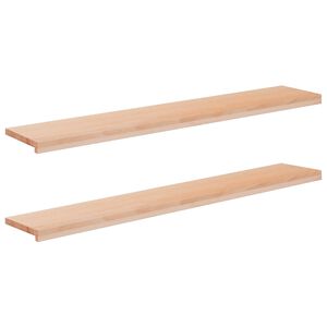 vidaXL Window Sills 2 pcs Natural 140 x 25 x 2 cm Solid Beech Wood