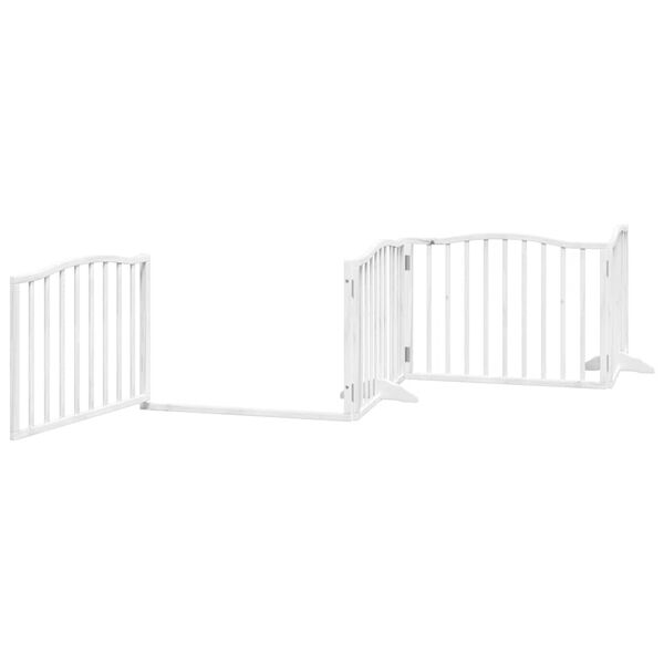 vidaXL Dog Gate with Door Foldable 6 Panels White 480 cm Poplar Wood