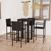 vidaXL 5 Piece Outdoor Bar Set with Armrest Poly Rattan Black