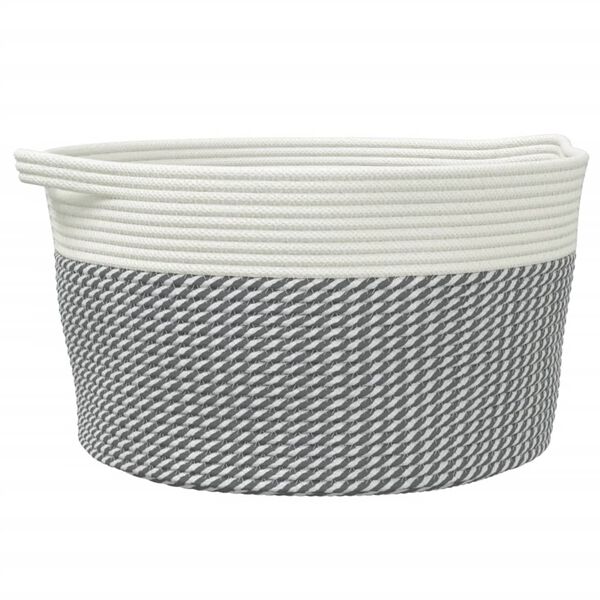 vidaXL Storage Basket Grey and White Ø40x25 cm Cotton