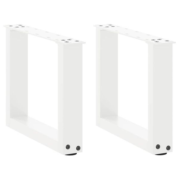 vidaXL Coffee Table Legs U-Shaped 2 pcs White 30x(30-31) cm Steel