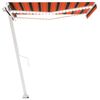vidaXL Manual Retractable Awning with LED 300x250 cm Orange and Brown