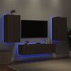 vidaXL 4 Piece TV Wall Units with LED Brown Oak Engineered Wood