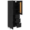 vidaXL Highboard with Drawer 2 pcs Black Oak Engineered Wood and Glass