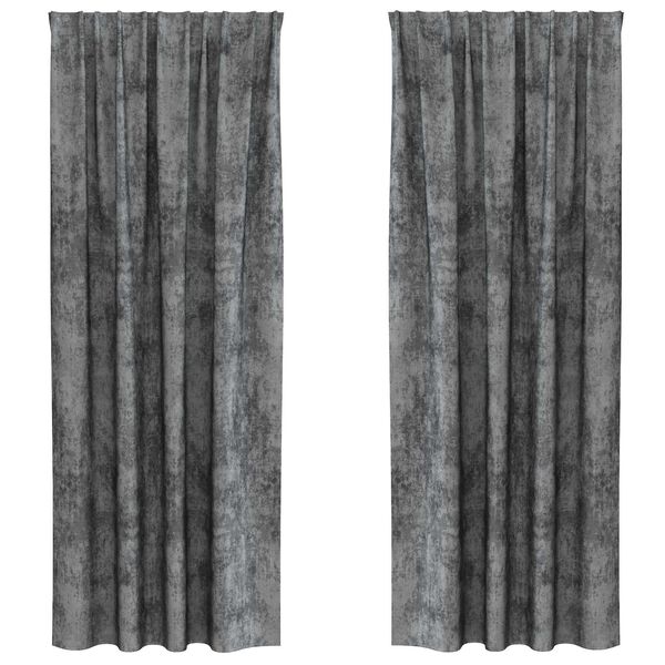 vidaXL Velvet Curtains with Curtains 2 pcs Grey 225 x 140 cm Velvet