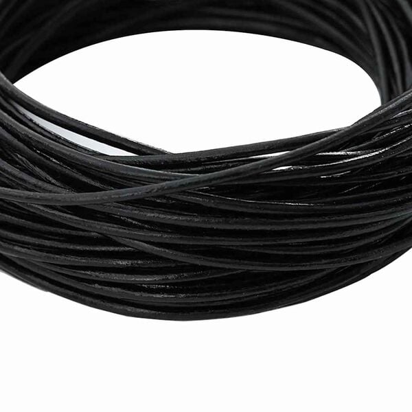 vidaXL Leather Cord Black &Oslash;1 mm x 5 m Leather