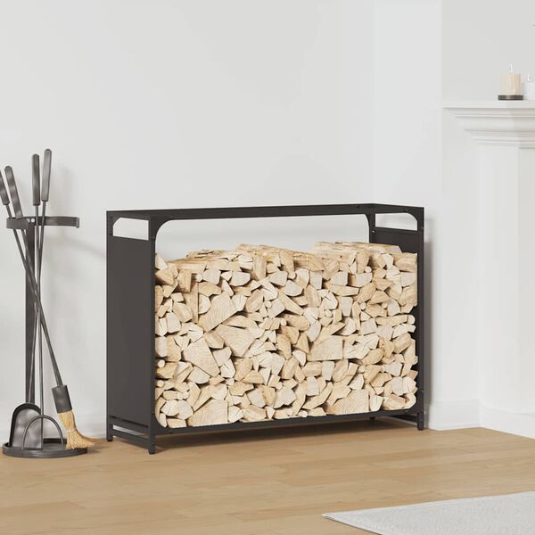 vidaXL Firewood Rack Black 90x28x65 cm Cold-rolled steel