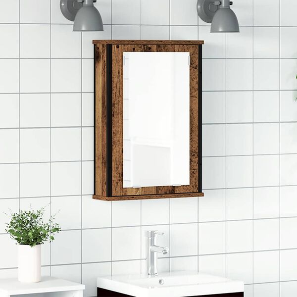 vidaXL Bathroom Mirror Cabinet Old Wood 42x12x60 cm Engineered Wood