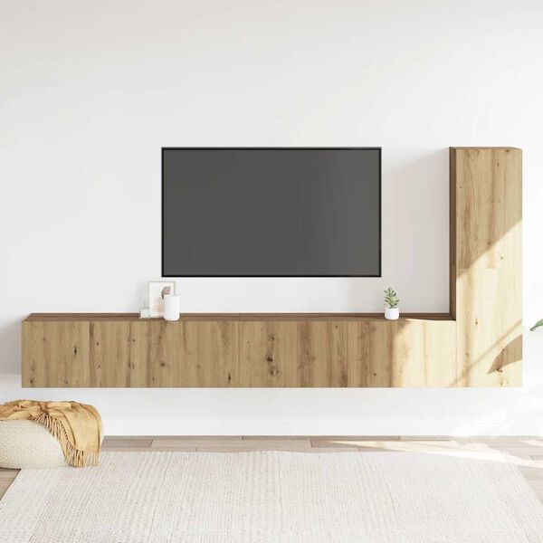 vidaXL Wall Mounted TV cabinets 3 pcs Artisan Oak Engineered Wood