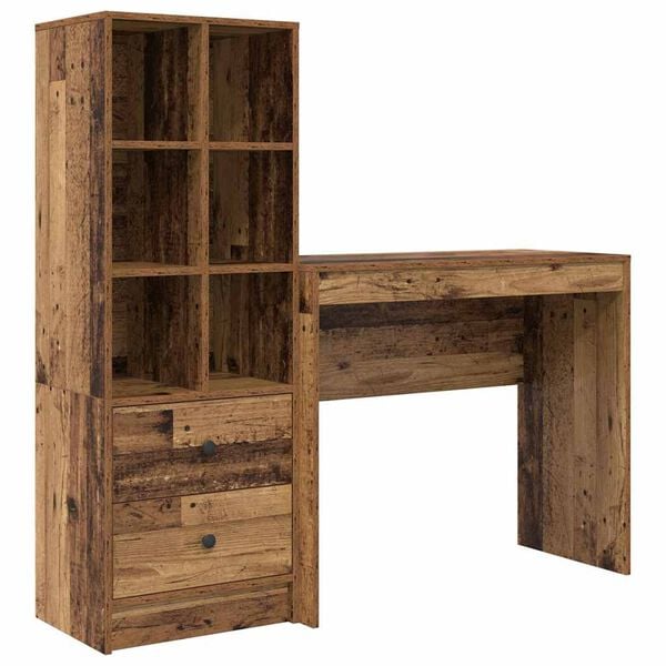 vidaXL Desk with Drawer 2 pcs Old Wood