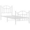 vidaXL Metal Bed Frame without Mattress with Footboard White 90x200cm