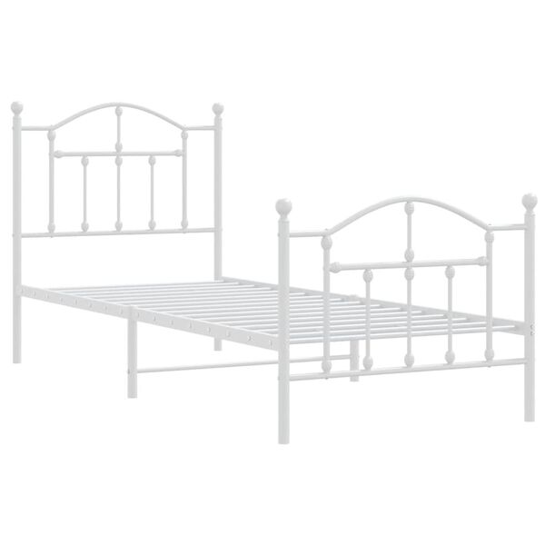 vidaXL Metal Bed Frame without Mattress with Footboard White 90x200cm