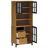 vidaXL Highboard with Glass Doors FLAM 80x40x180 cm Solid Wood Pine