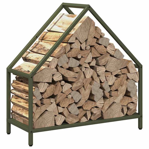 vidaXL Firewood Rack Olive Green 60x25x60 cm Cold-rolled steel
