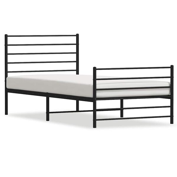 vidaXL Metal Bed Frame without Mattress with Footboard Black 100x190cm
