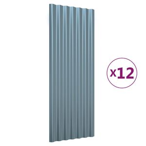 vidaXL Roof Panels 12 pcs Galvanised Steel Grey 100x36 cm
