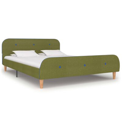vidaXL Bed Frame Green Fabric 135x190 cm Double