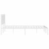 vidaXL Metal Bed Frame without Mattress with Headboard White 150x200cm