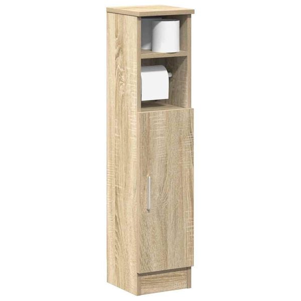 vidaXL Bathroom Cabinet with Roll Holder Sonoma Oak 20.5x22x90 cm