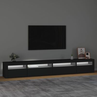 vidaXL TV Cabinet with LED Lights Black 270x35x40 cm
