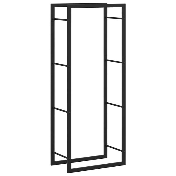 vidaXL Firewood Rack Matt Black 50x28x132 cm Steel