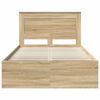 vidaXL Bed Frame with Drawer Sonoma Oak 135 x 190 cm Solid Pine Wood