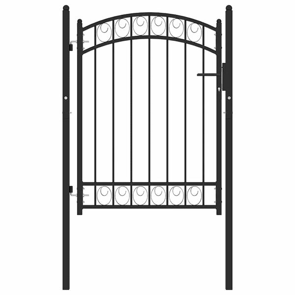 vidaXL Fence Gate Emmen with Arched Top Steel 100x98.5 cm Black