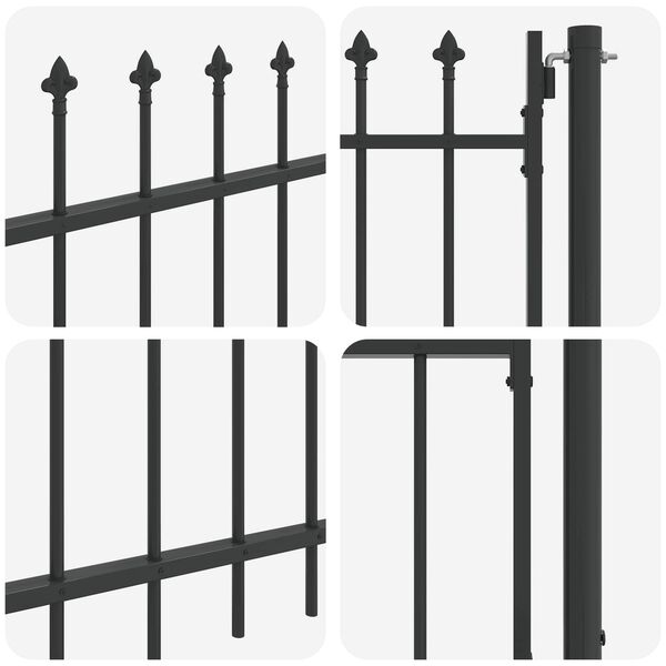 vidaXL Fence Gate with Lock Grey 103 x 124.5 cm Powder-Coated Steel