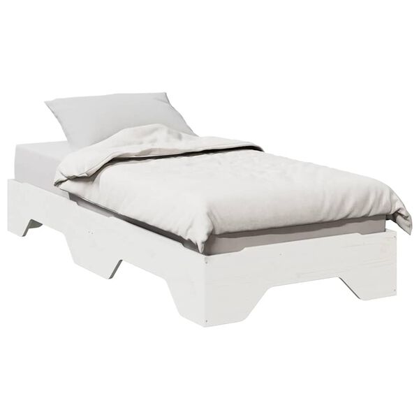 vidaXL Bed Frame No Mattress Stackable White 75x190 cm Small Single Solid Wood